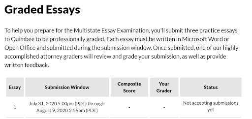 Quimbee Bar Review - Graded Essays